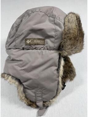 Columbia Trapper Bomber‎ Rabbit Fur Hat Sz L/XL Gray Ear Flaps Outdoor Hiking